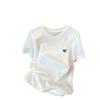 Snowflake cotton shoulder shoulder crew neck short-sleeve T-shirt for women, fashionable versatile white thin base shirt, spring, summer, autumn trend