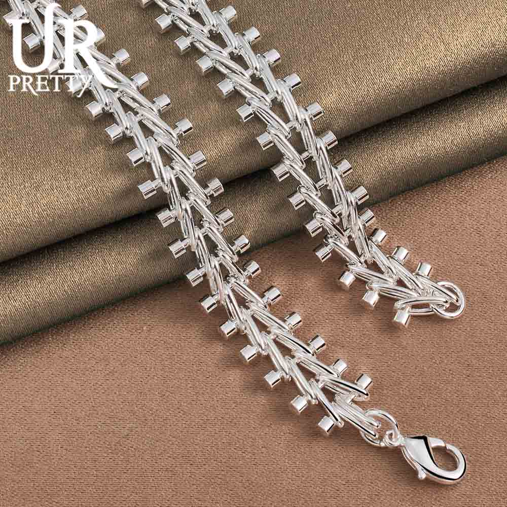 925 Sterling Silver Double Row Bead Necklace Fashion Wedding Jewelry