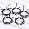 Woven Leather Bracelet Set Handmade Bracelet Adjustable Size Bracelet Multifuntional Fashion Accessory for Man and Woman