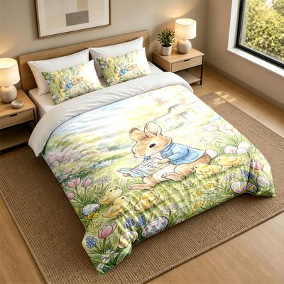 3Pcs Bedding SetPeter Rabbit Soft Bed Sheet and Two Pillowcases Home Bedroom Decor