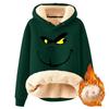 Women's Fashion Hooded Padded Thickened Warm Christmas Printed Loose Pullover Sweatshirt