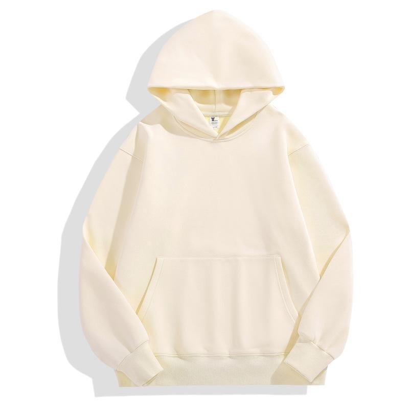 Unisex Trendy Heavyweight 480g Cotton Fleece-Lined Hoodie – Autumn/Winter Drop Shoulder Pullover