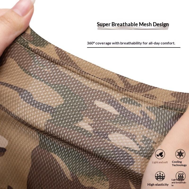 Outdoor Camouflage Taktischer Fischerhut Kapuzen-Set Gesichtsmaske Sonnenschutz Polyester Vier Jahreszeiten für Radfahren Bergsteigen
