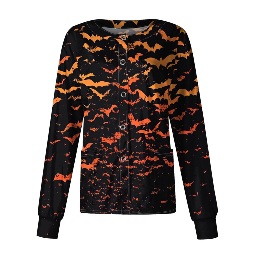 Dámské ležérní oblečení s dlouhým rukávem, jednořadové halloweenské oblečení s potiskem Cardigan Top oblečení Uniformy