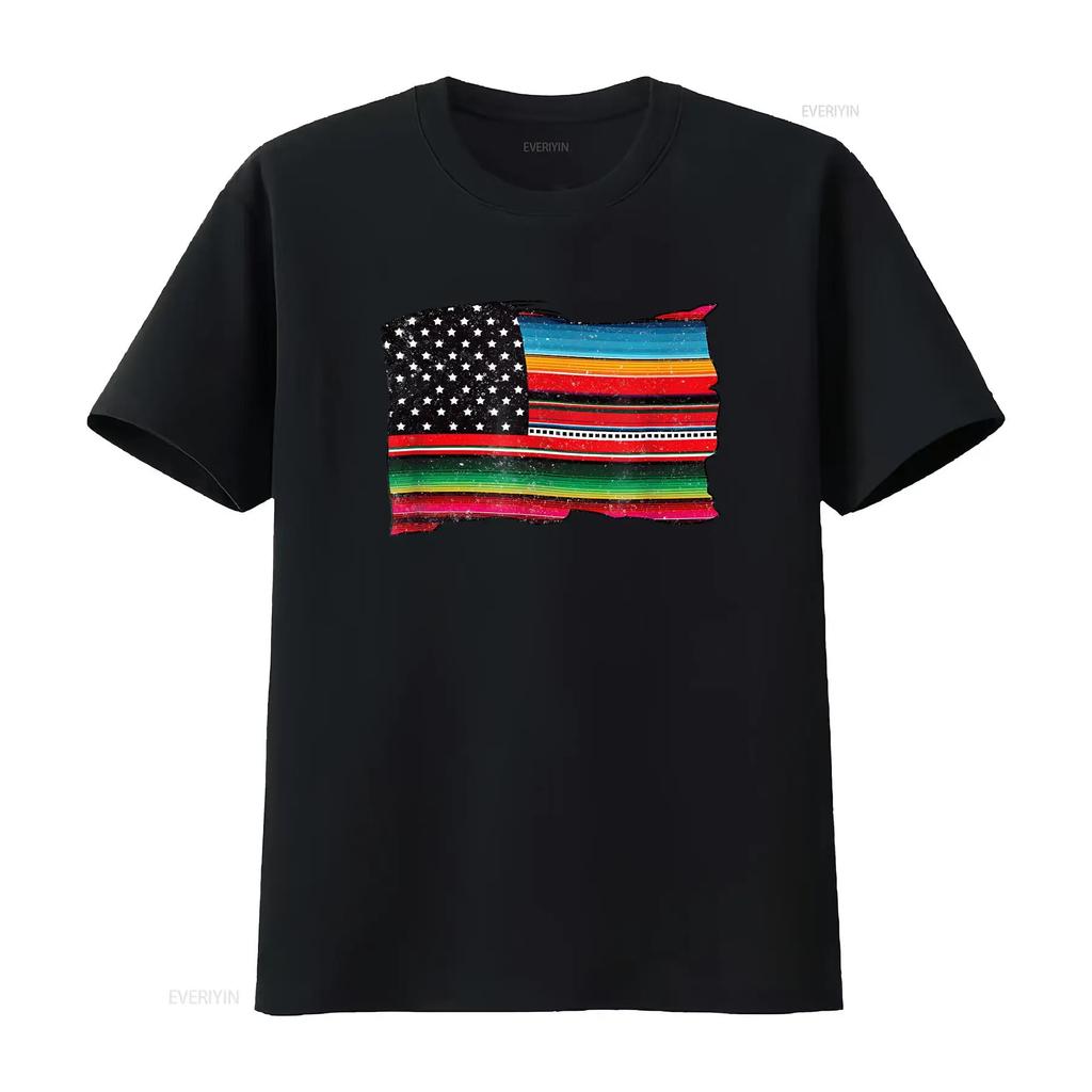 Mens Mexican American Chicano Sarape Flag T Shirt Vintage Washed Stretched Comfortable Graphic Soft Stylish Casual Unisex