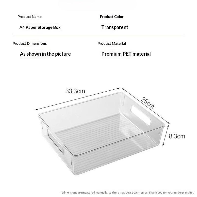 Anti-Wrinkle Clear Pet A4 File Storage Box -Stackable Desktop Document Organizer Case For Office & Student Desk
