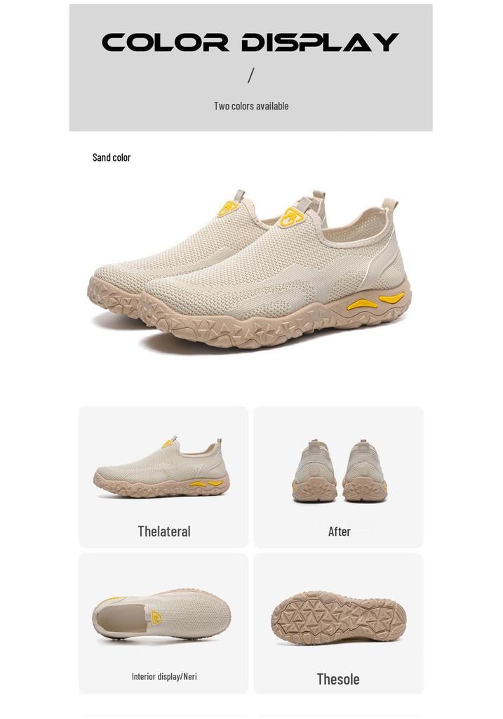 Men's Flyknit Slip-On Sports Shoes - Breathable, Flat, Casual Spring/Summer Sneakers.
