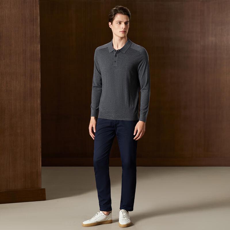 Antonio Men's Wool Silk Blend Business Casual Knit Polo Shirt
