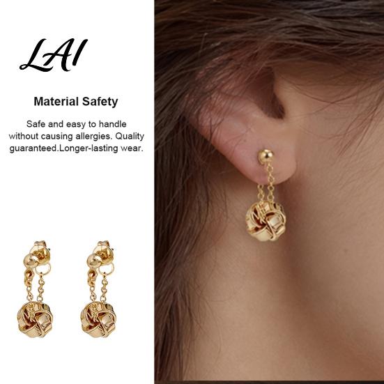 City Style Earrings 1 Pair Knot Stud for Women Geometric Drop Casual And Formal Dangle Earrings Chunky Statement Small Twisted Jewelry серебряный