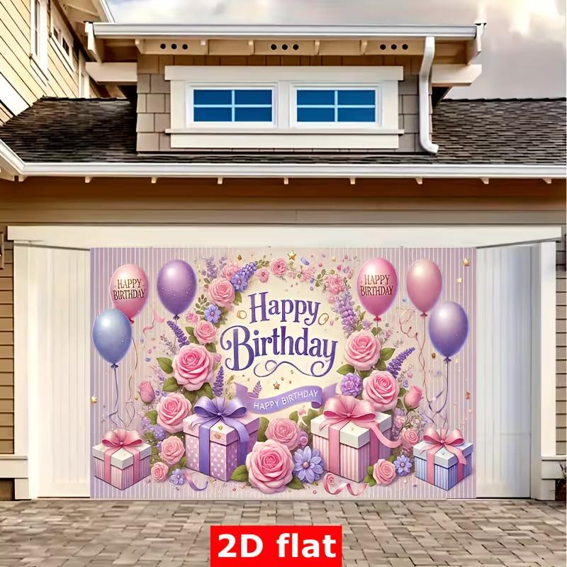 2D Floral Happy Birthday Backdrop Pink Rose Lavender Photography Background