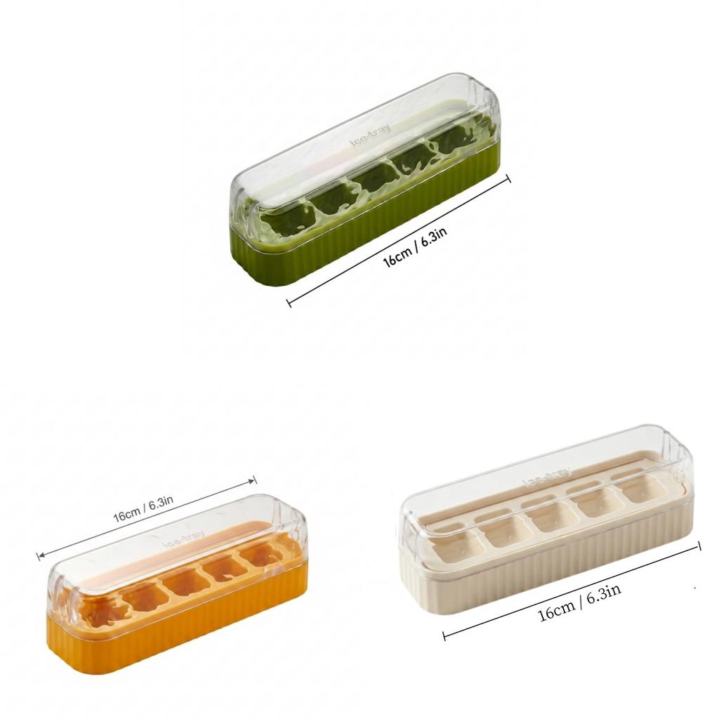 5 Grids Reusable Plastic Square Ice Cube Tray with Lid Whisky Cocktail Ice Mold Refrigerator Ice Cube Maker Kitchen Bar Tools