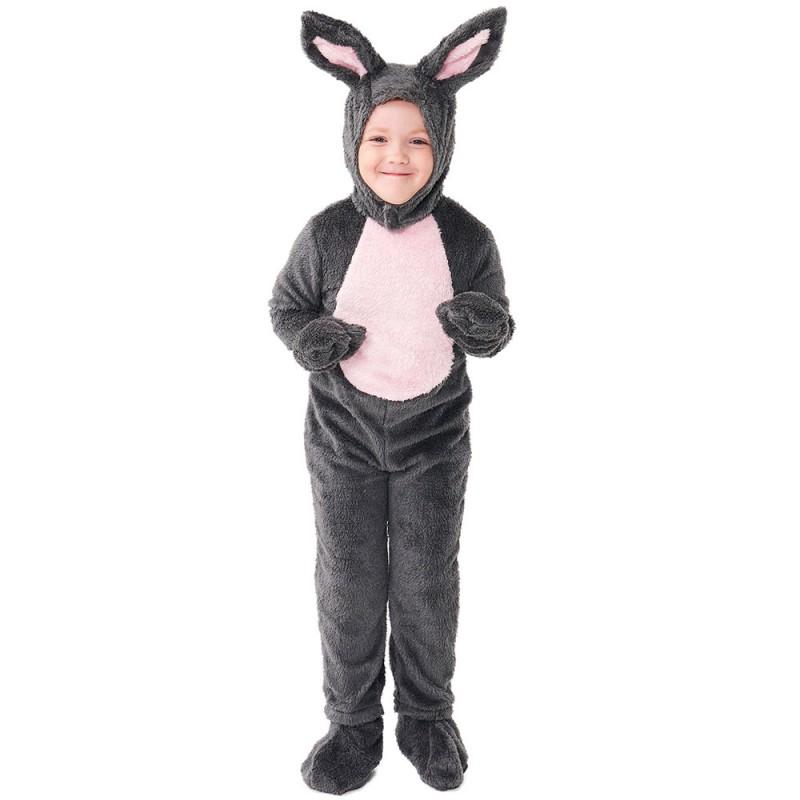 Kids Gray Plush Rabbit Costume Cosplay Outfit Halloween Party Dance Performance Unisex Toddler Jumpsuit