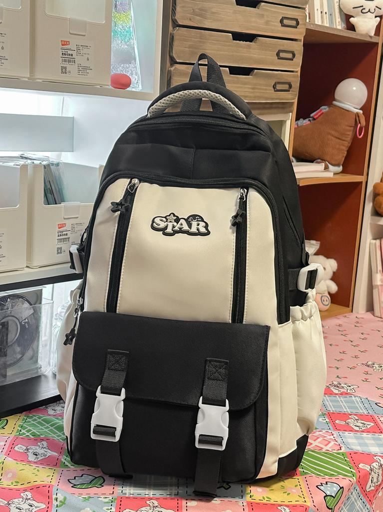 Schoolbag Cute Small Fresh Large Capacity Student Bag Female Splicing High Value Simple Backpack Fashionable Versatile Backpack