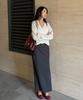AAU Belted Essential Long Skirt_Charcoal