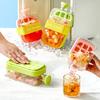 2 In 1 Ice Cube Bottle Touch-Free Ice Cube Trays Silicone One-Click Ice Mold Bottle Cooler Cup With Straw Summer Ice Cube Maker