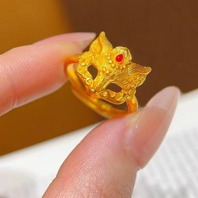 Retro Fuchsmaskenring - Damen Leichter Luxus Gold, Schmuck im Neuen Chinesischen Stil