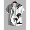 Herr sommar kortärmad kokospalm mönster tryckt krage topp Hawaii semester skjorta herr casual street hip hop kortärmad skjorta