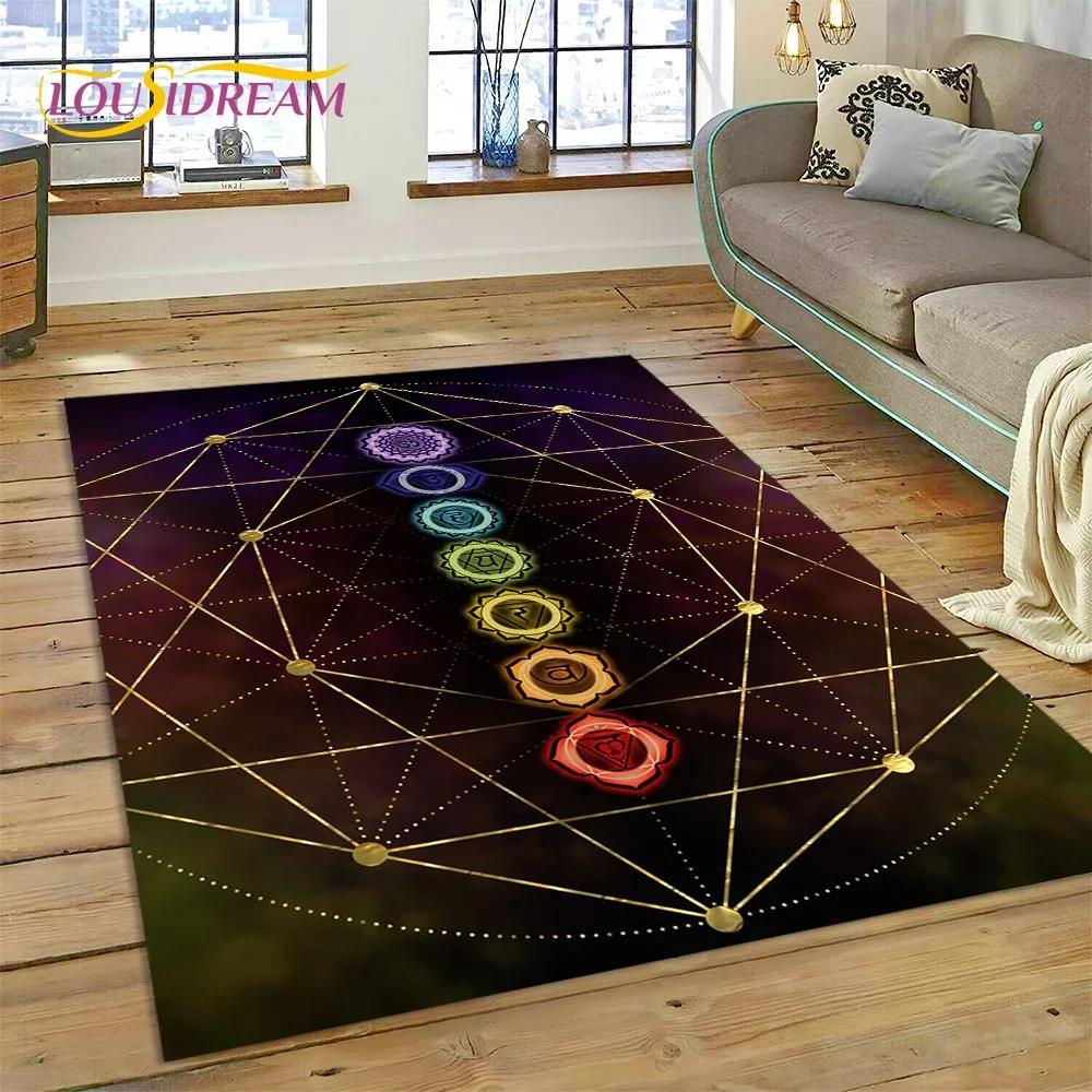 3D Yoga Meditatie Regenboog 7 Chakra Tapijt Tapijt voor Slaapkamer Woonkamer Thuis Bank Decoratie, Kinderspel Grote Decoratieve Vloermat