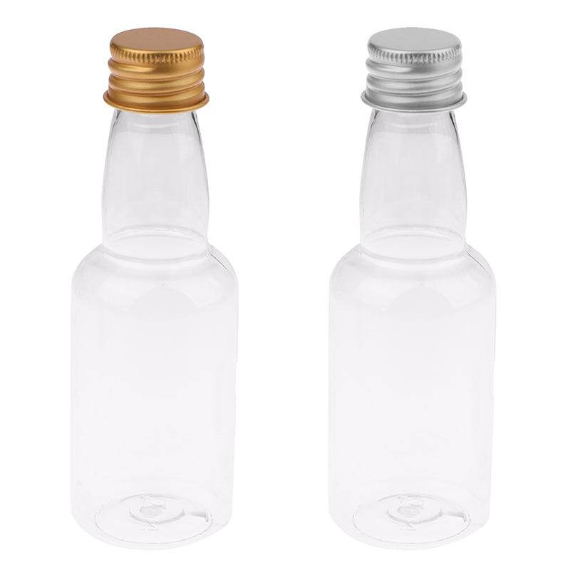 10 Stück 50 ml Mini-klare Haustier-nachfüllbare kleine Weinflaschen für Party, Hochzeit, Schnapsflaschen mit auslaufsicherem Schraubdeckel
