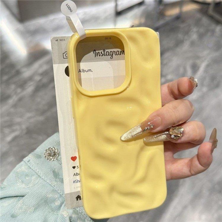 

Fashion Candy 3D Wrinkled Texture Case For iPhone 17 16 15 14 Pro 13 12 11 Pro Max Plus Air Soft Silicone Shockproof Back Cover iPhone 15 Pro