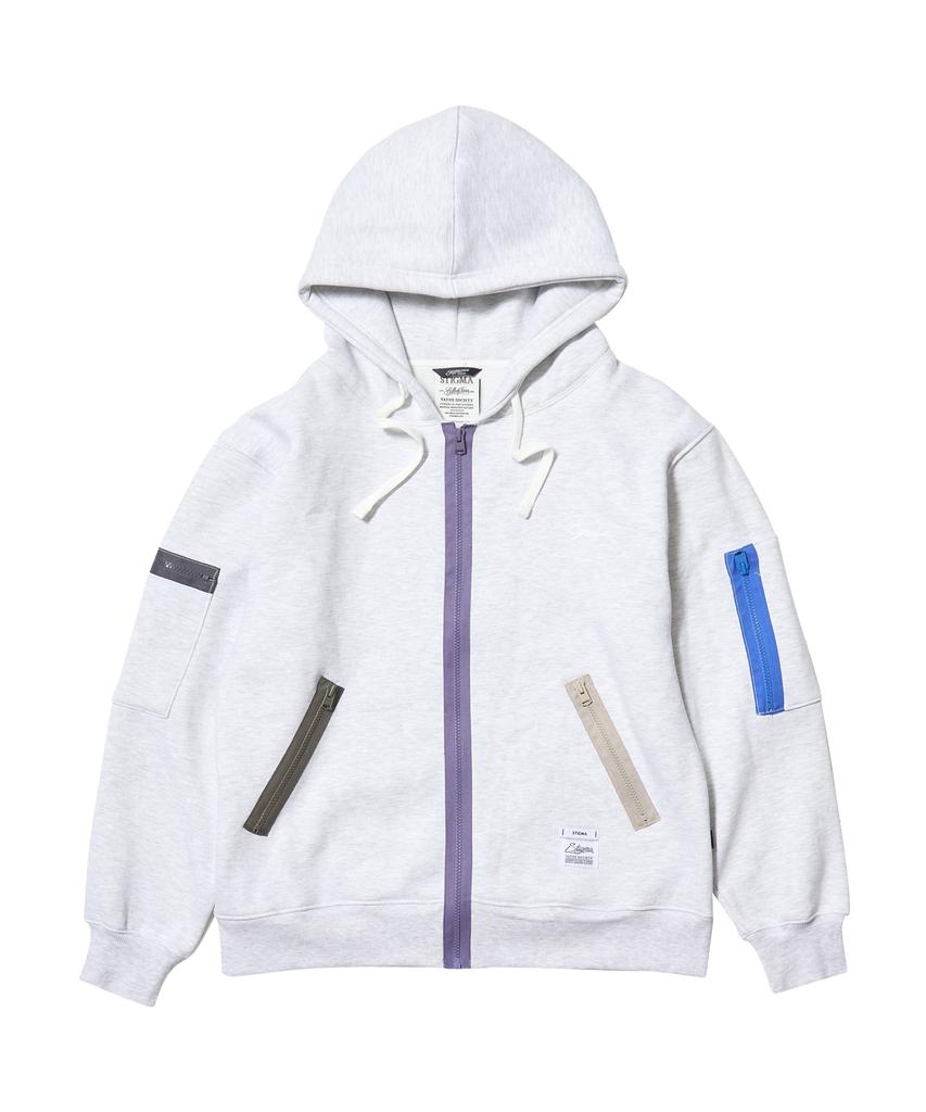 Stigma Zipper Oversized Zip Up Hoodie White Melange