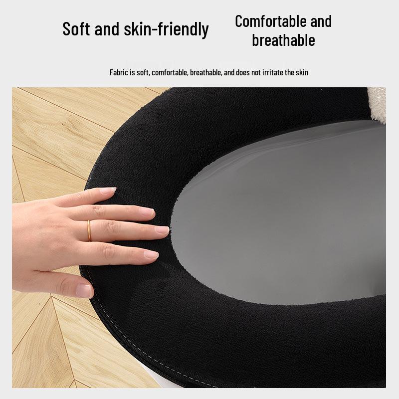 Universal Fleece-Lined Zipper Toilet Seat Cushion - Winter Set, 4 Seasons Use