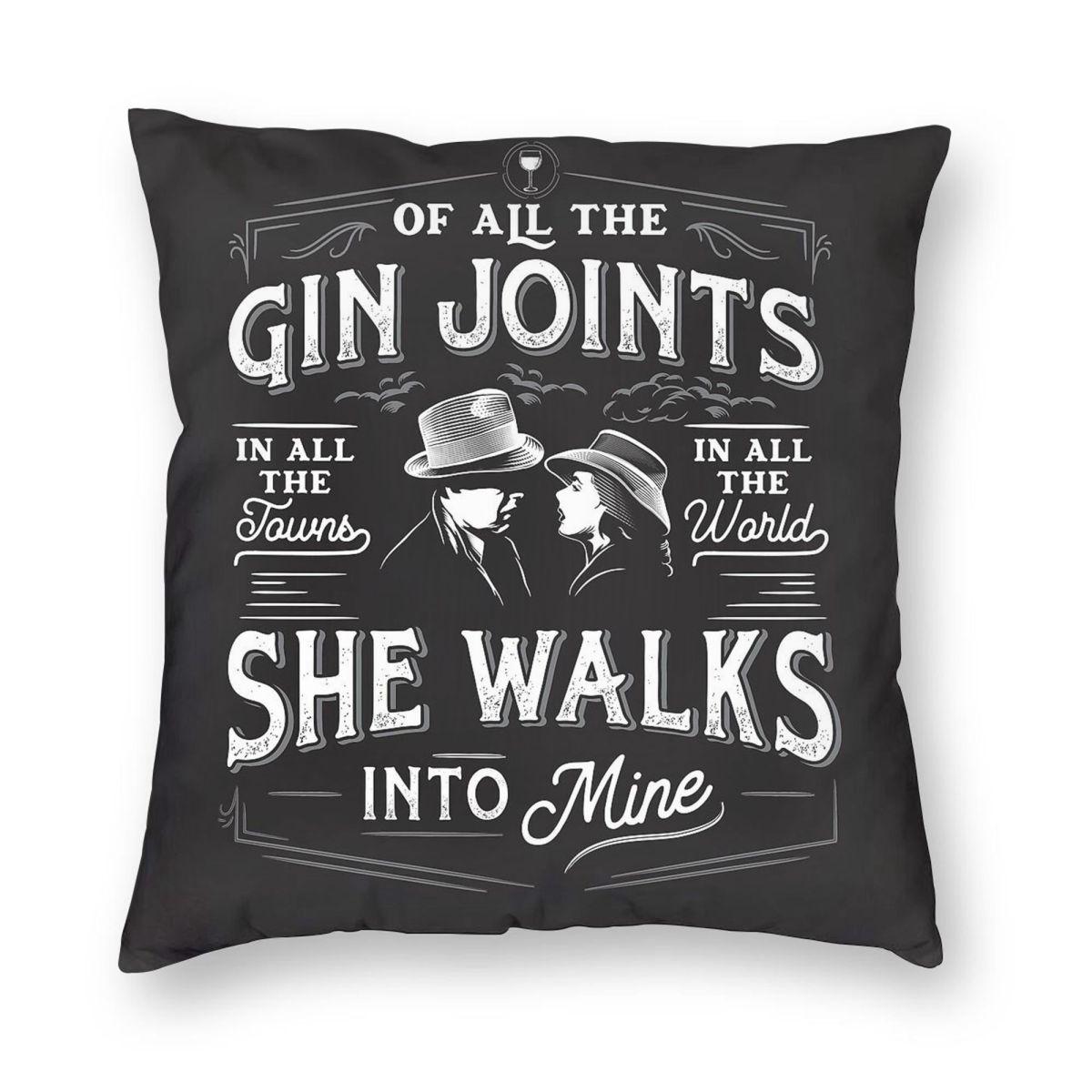 Gin Joints Alcohol Square Pillowcase Polyester Linen Velvet Creative Zip Decor Sofa Cushion Cover 30x30cm