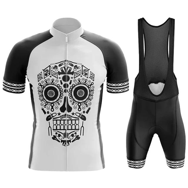 2026 Team Men Summer Skeleton Short Sleeve Cycling Jersey Set MTB Maillot Ropa Ciclismo Bicycle Wear Breathable Cycling Clothing