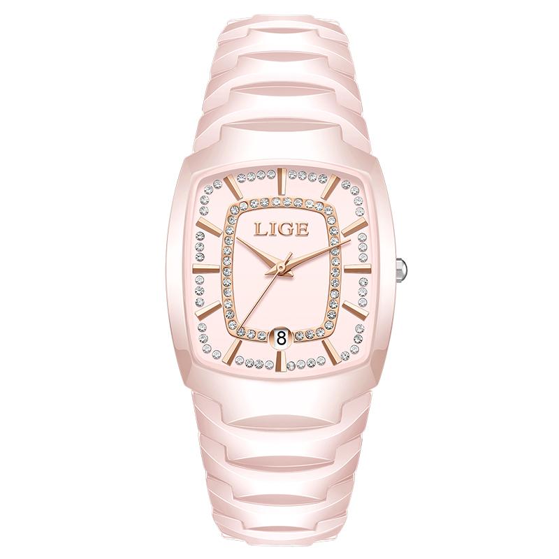 LIGE TOP Elegant Women's Watch Waterproof Fashion Ladies Clock Creative Ceramic Strap Watch for Women Gift Relogio Feminino