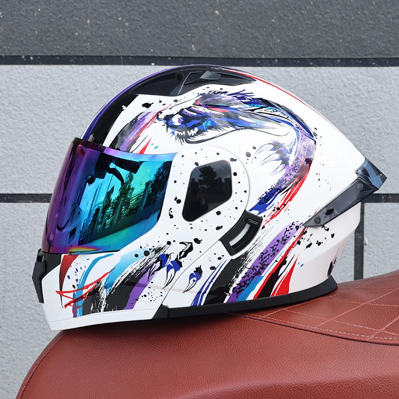103-ORZ-Motorcycle Helmet, Men's and Women's Open Face Helmet, Dual Mirror, Summer Full Face Helmet, Four Seasons