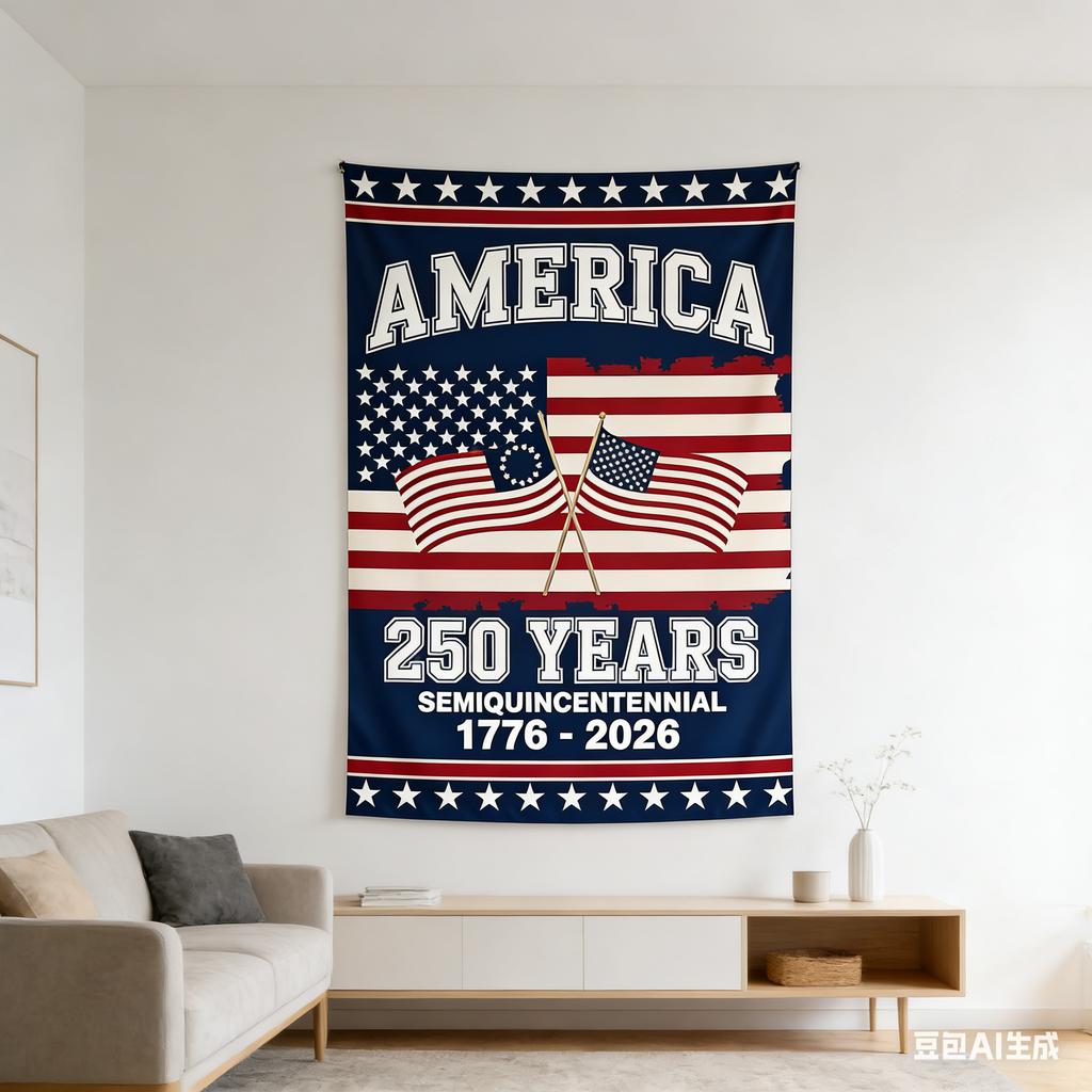 America 250th Semiquincentennial Tapestry Patriotic USA Flag Print Polyester Wall Hanging for Living Room 17762026 Independen