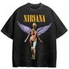 Nirvana Rock Band Men's Retro Cotton Washed Tee In Utero Album Man Women's Oversized Y2K Distress Tshirt Casual Loose Streetwear