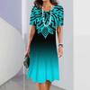 Elegant Fashion Short Sleeve T-shirt Dress Beach Vacation Midi Dresses Women 3d Print Clothing