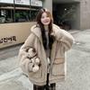 Playful Age-reducing Hooded Lamb Wool Jacket Women's Winter Design Cotton Jacket
