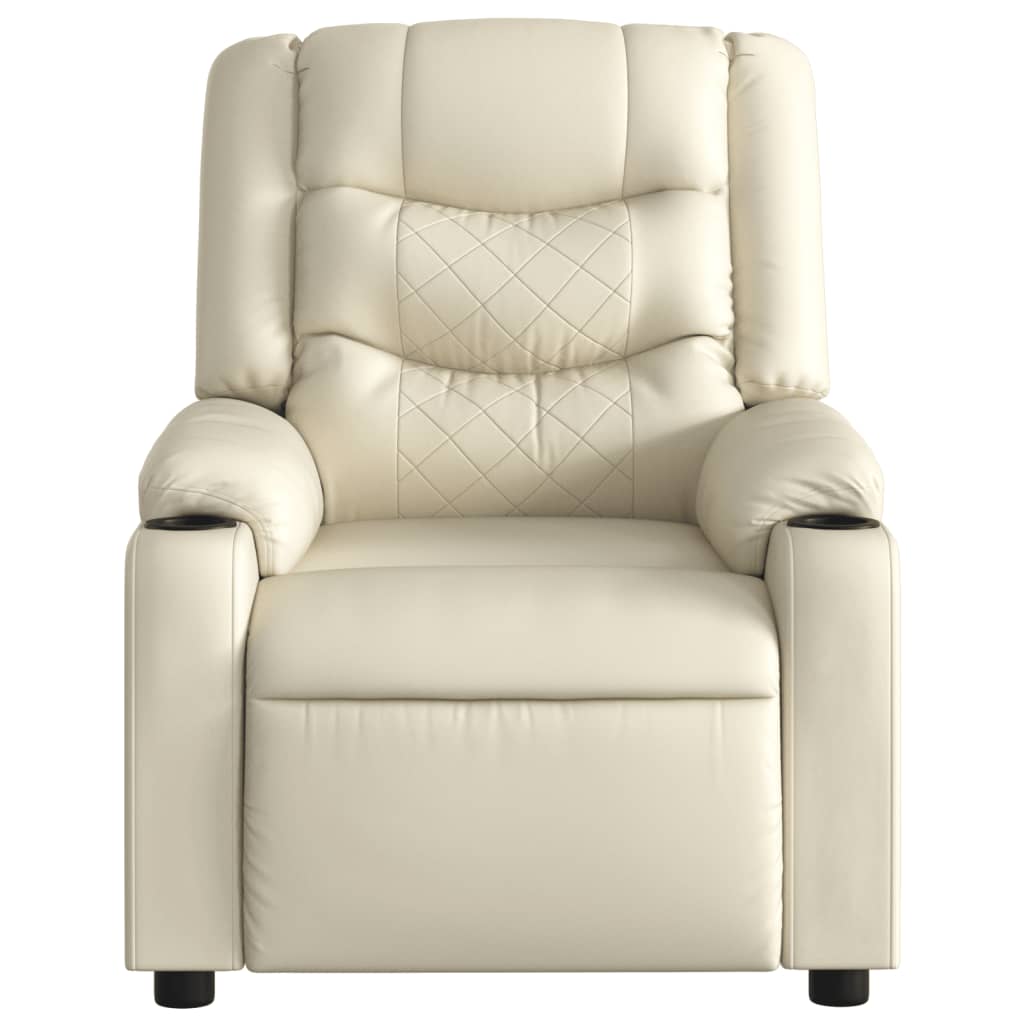 Electric Massage Chair Cream Faux Leather