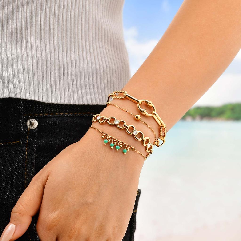 Trendy Stainless Steel Bracelet for Women, 18K Gold Plated Stackable Wrist Chain Minimalist Luxury Jewelry