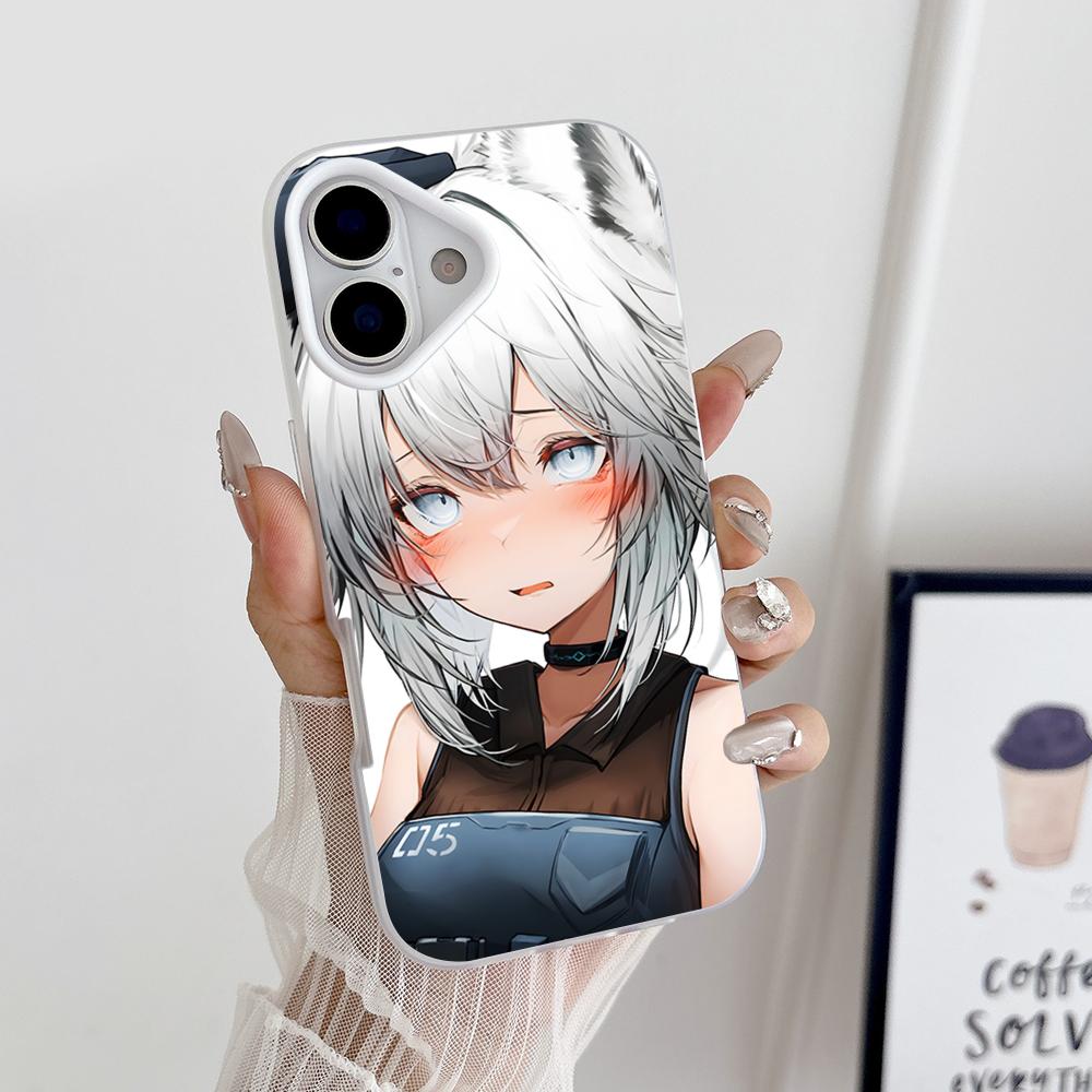 Arknights Grani Jelly Doppelschicht Weiß Handyhülle für iPhone 17 16 15 14 13 12 11 Air Pro Max Plus Schutz