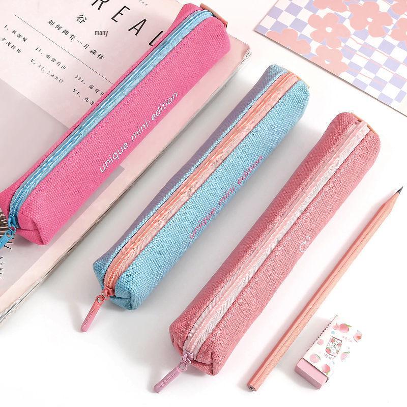 Compact Canvas Pencil Case for Girls - Small Capacity, Simple Design for Elementary and Middle School