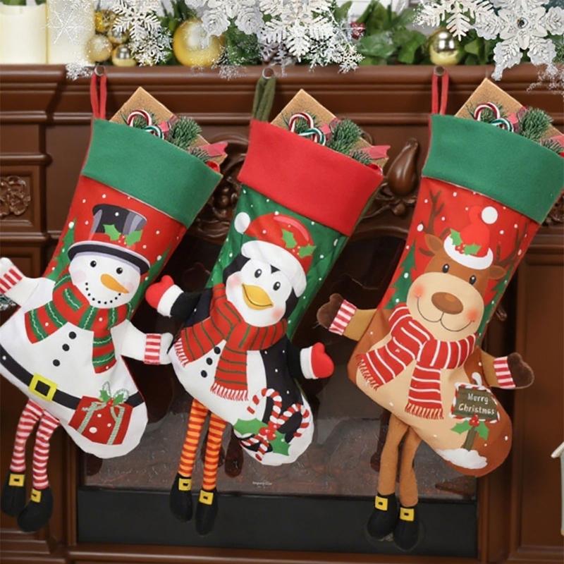 Vánoční stromeček Závěsná punčoška Přívěsek Cukroví Dárková taška Vánoční ozdoba Ponožka pro rodinu Domácí dekorace
