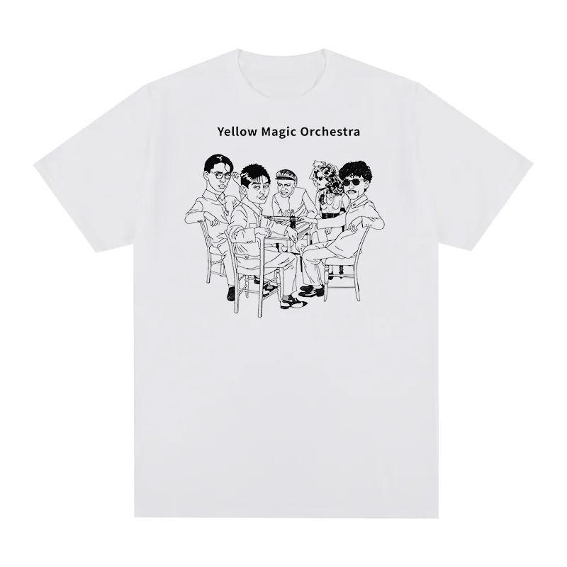 Yellow Magic Orchestra (YMO) Hand-Drawn Line Art Vintage T-Shirt, Unisex Japanese Electronic/City Pop Fan Streetwear Tee, 100% Cotton Casual Short 4XL