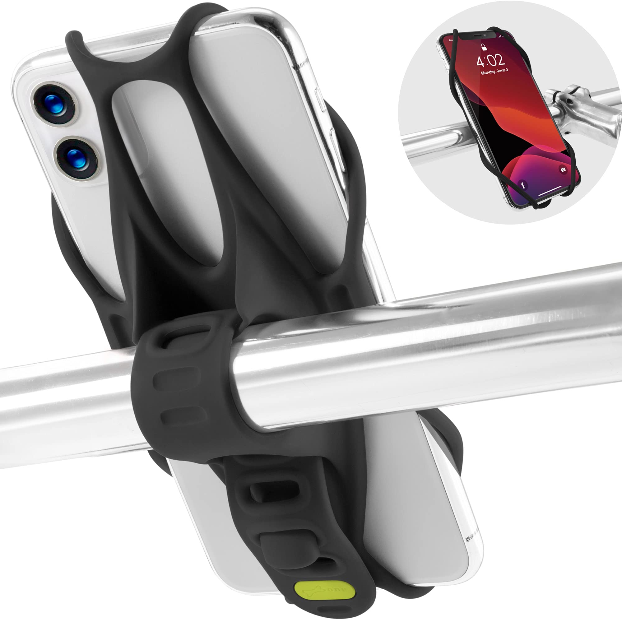 

Bone Bike Tie 3 Bicycle Phone Easy Compatible with iPhone 15 15 15 Pro 6 Pro Vertical Black Mount, Silicone, Anti-Vibration, Vibration-Absorbing,