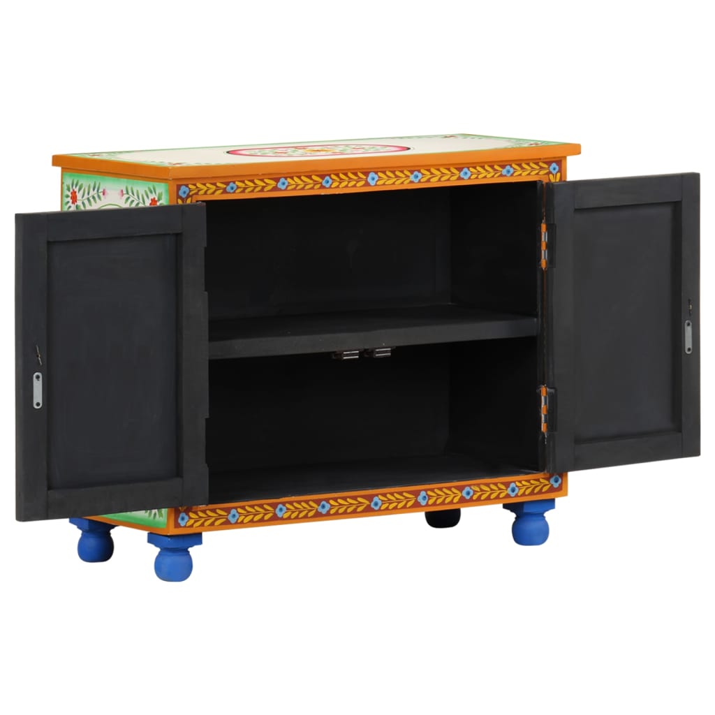 Sideboard Hand Painted 70 X 35 X 60 Cm Solid Mango Wood