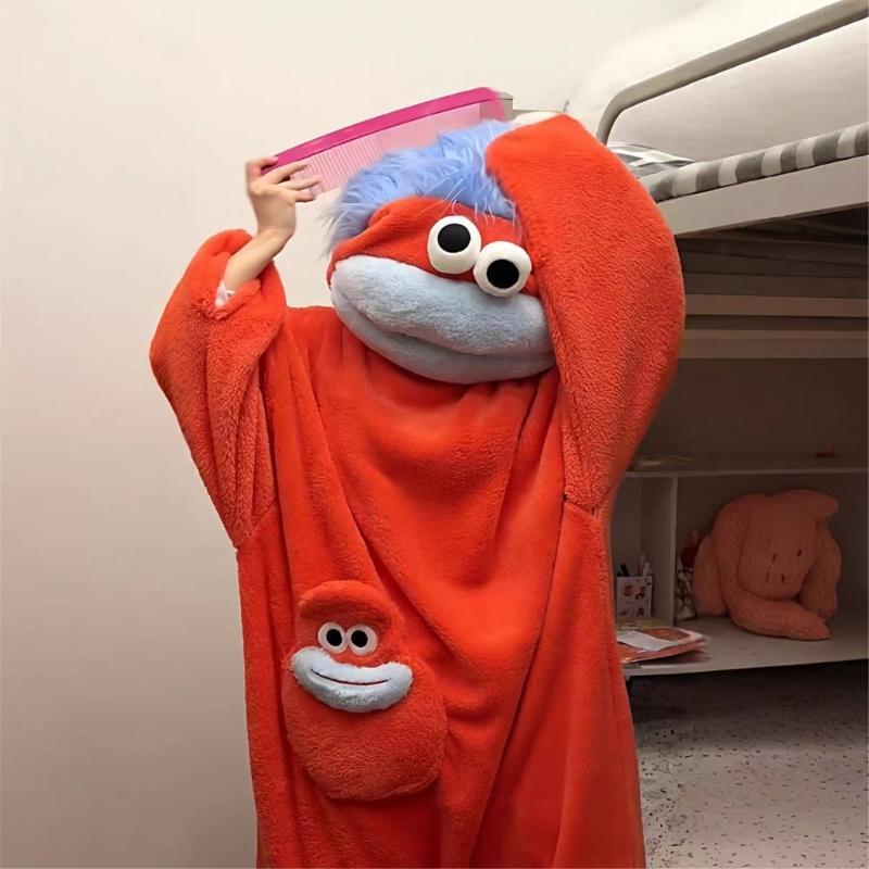 Bequemes Kostüm-Outfit mit großem Mund für Loungewear Enthält Schuhe und Styling-Accessoire für Verkleidungsspiele und Veranstaltungen