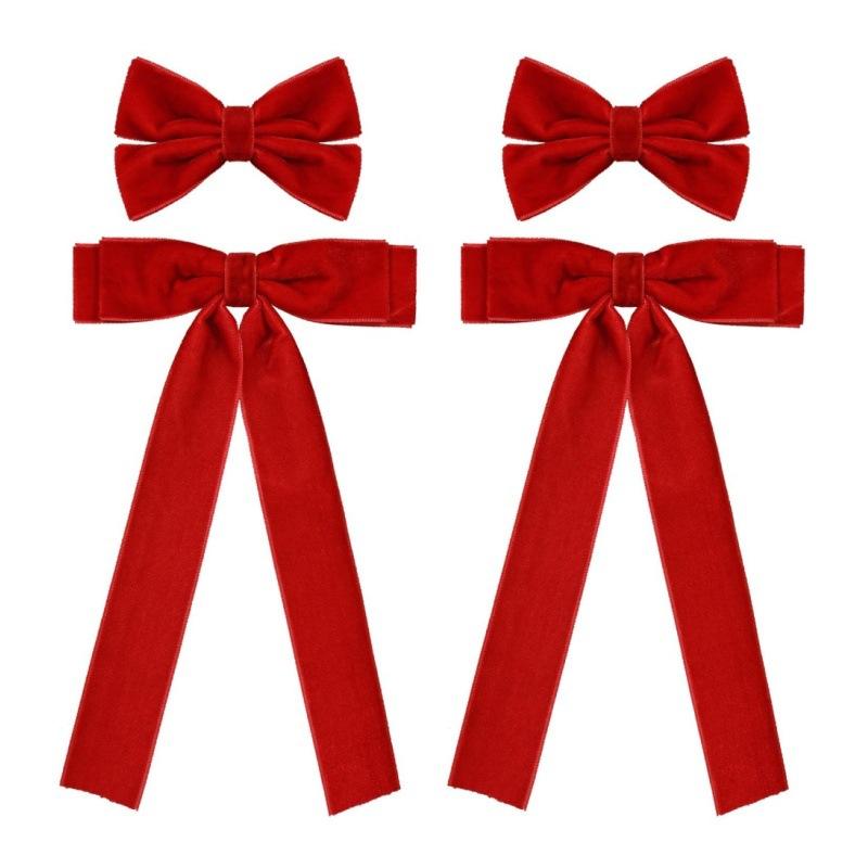 

4 Pcs Cute Velvet Bow Hairpins Set Children Girls Kids Hair Clips Pin Barrettes Accessories Hairclip Headdress Headwear Ornament красный