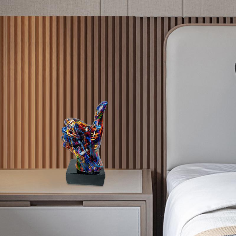 Schreibtischstatue Buntes Graffiti Geste Fingerfiguren Abstrakte Kunst Skulptur Bunte Daumen Frieden Figuren Handlungssignal