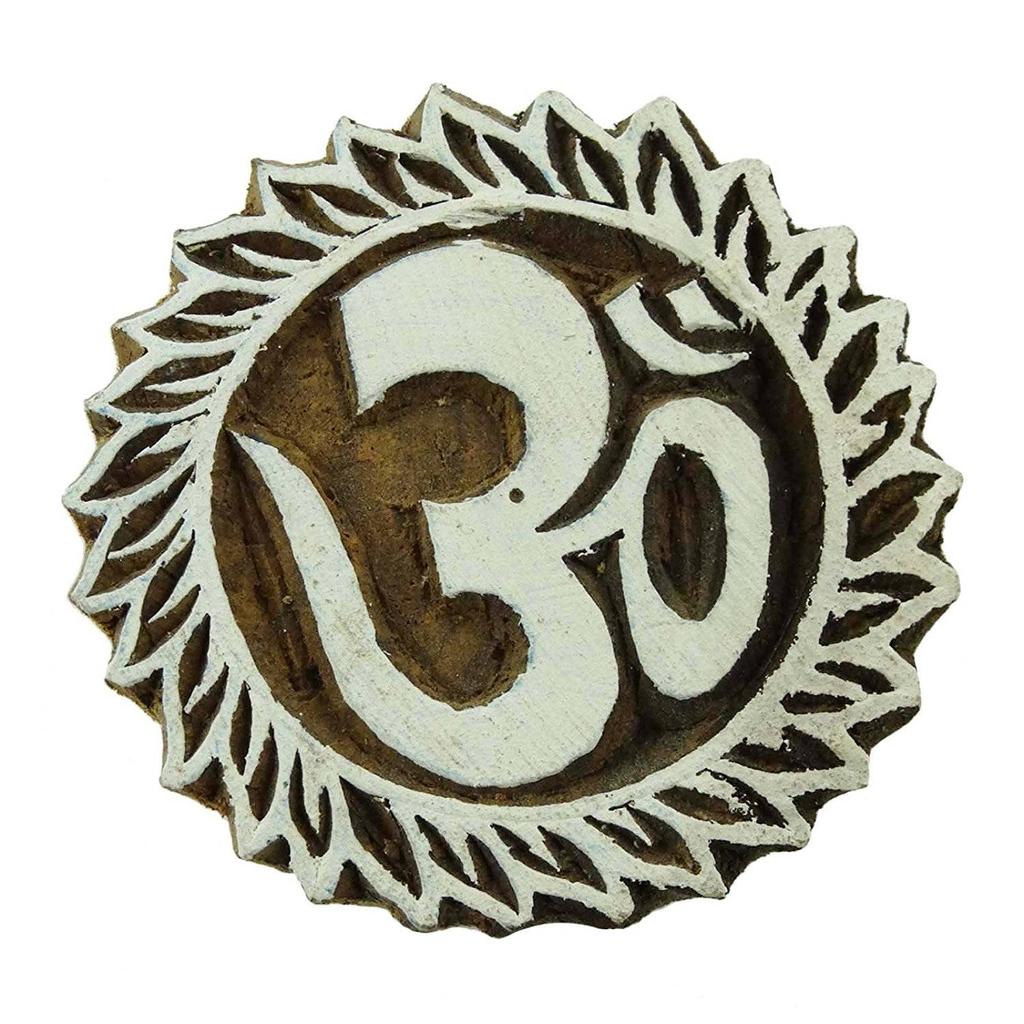 Design Wooden Block Textile Printing On Fabric Round Shape Religious Stamp