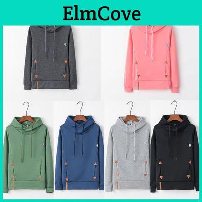 Womens Soft And Comfortable Long Sleeve Hooded Hoodies With Pure Color Sport Coat