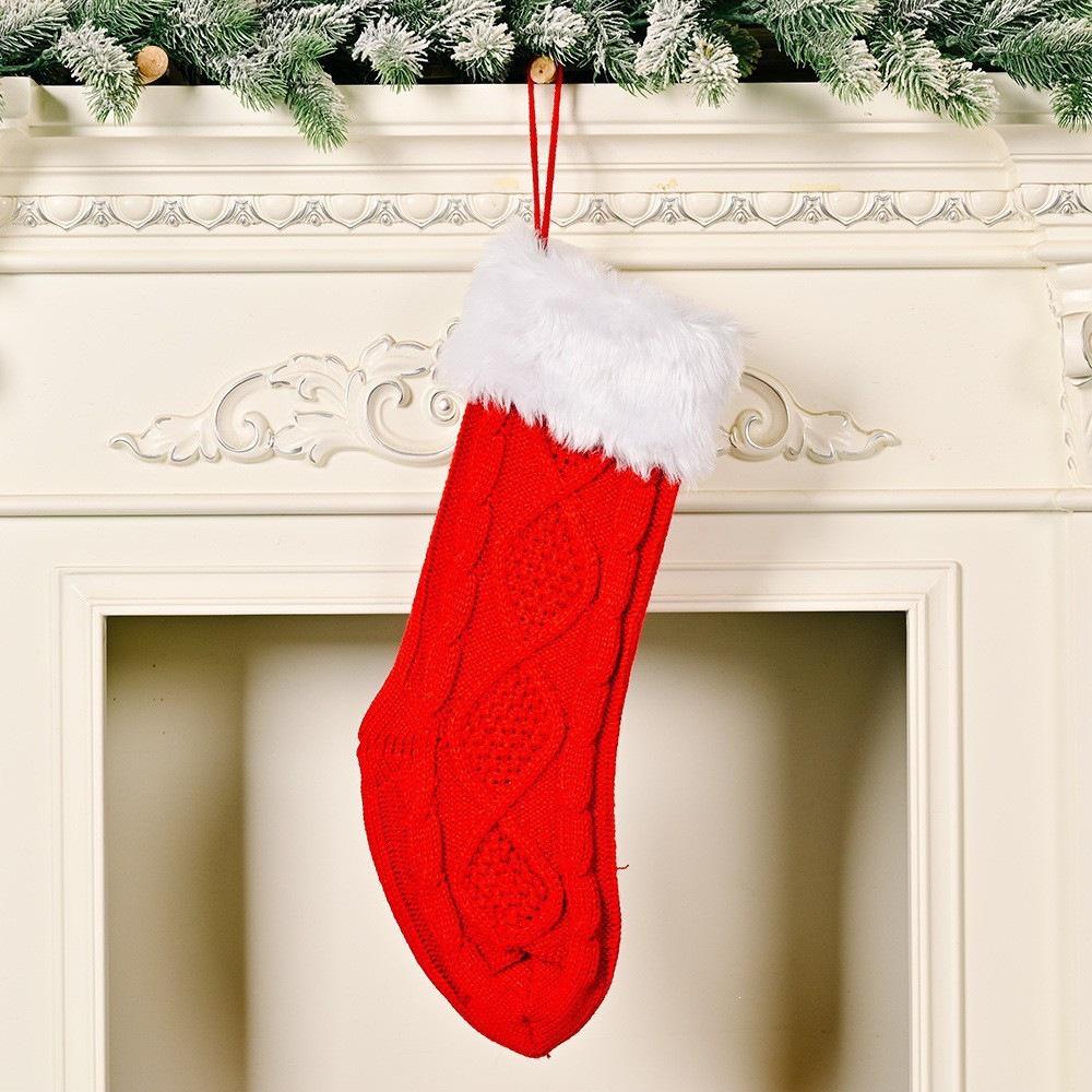 Festive Wool Knitted Christmas Stocking Ornament for Children