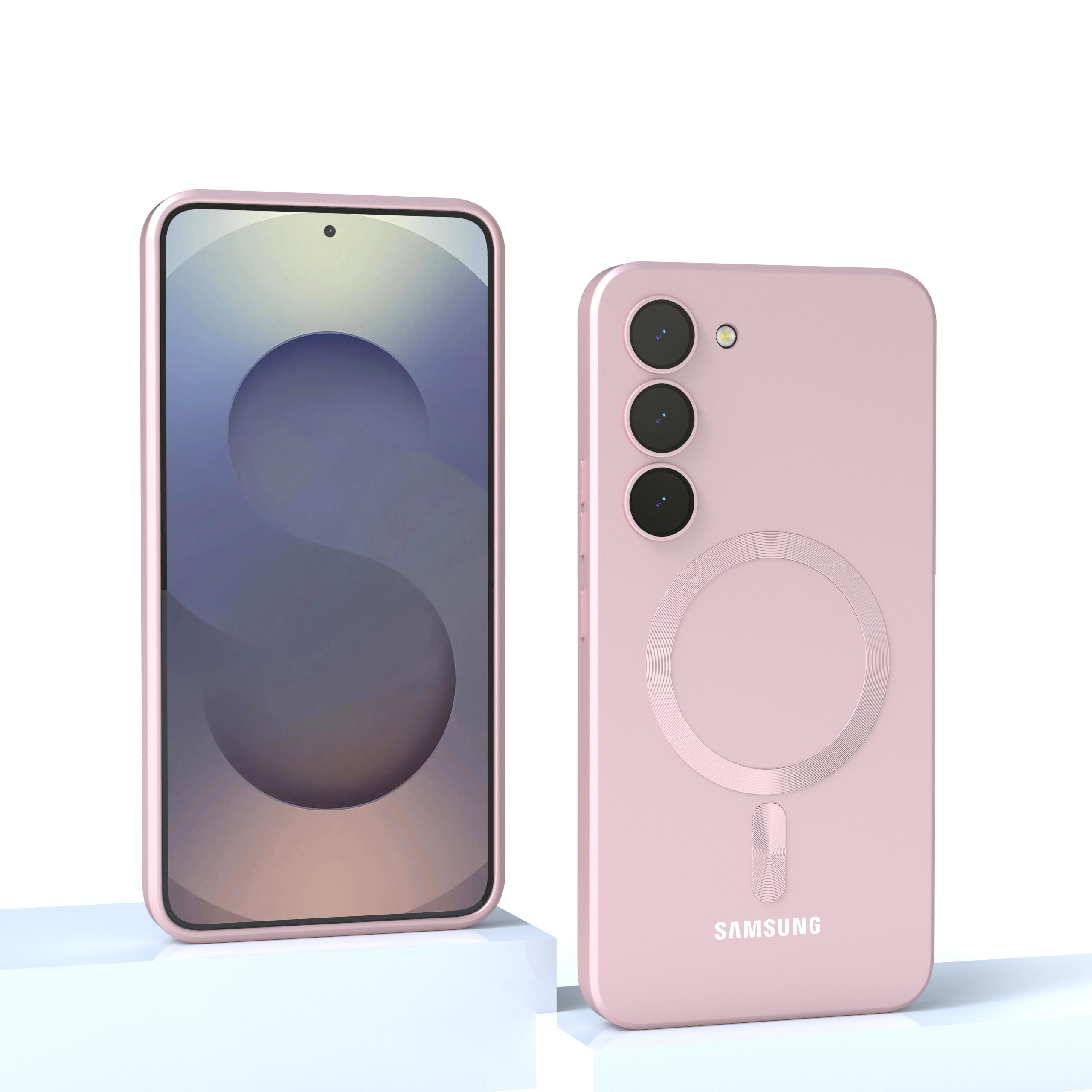 Für Samsung Galaxy magnetische Hülle S25 FE S25 S24 S23 S22 S21 S20 FE S25 Plus S25 Ultra Magnetische Flüssigsilikon Stoßfeste Handyhülle rosa