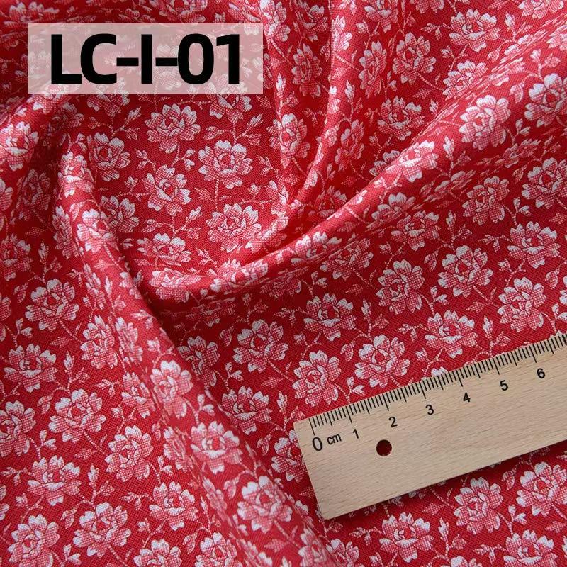 Cotton Fabric for Handmade DIY Clothes and Bags, Pastoral Floral Printed All-cotton Cloth, Khaki & Red Garden Pattern Fabric